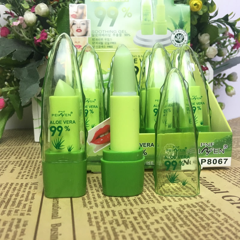 PNF Brand Aloe Vera Natural Moisturizer Lipstick Temperature Changed Color Lipbalm Natural Magic Pink Protector Lips Cosmetics