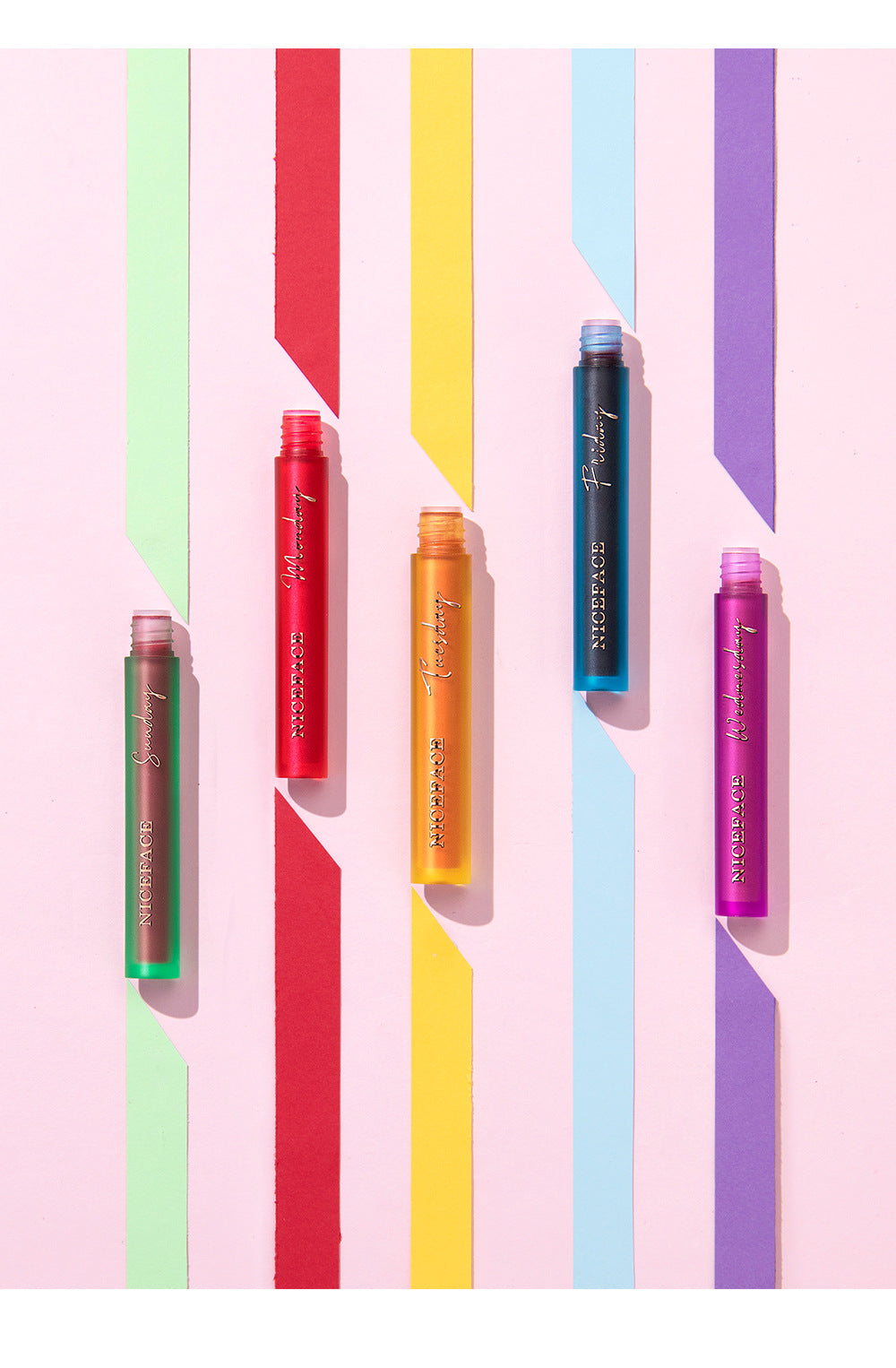 Niceface Weekly Lip Gloss 7 Sticks Lip Gloss Velvet Matte Lip Gloss Set Matte Non-Stick Cup Waterproof Makeup