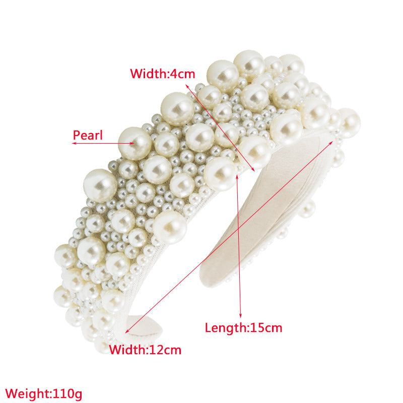 New Heavy Industry Pearl Hair Ornament Women's Wide brim Korean version Net Red Washing Head Band Hair Ornament