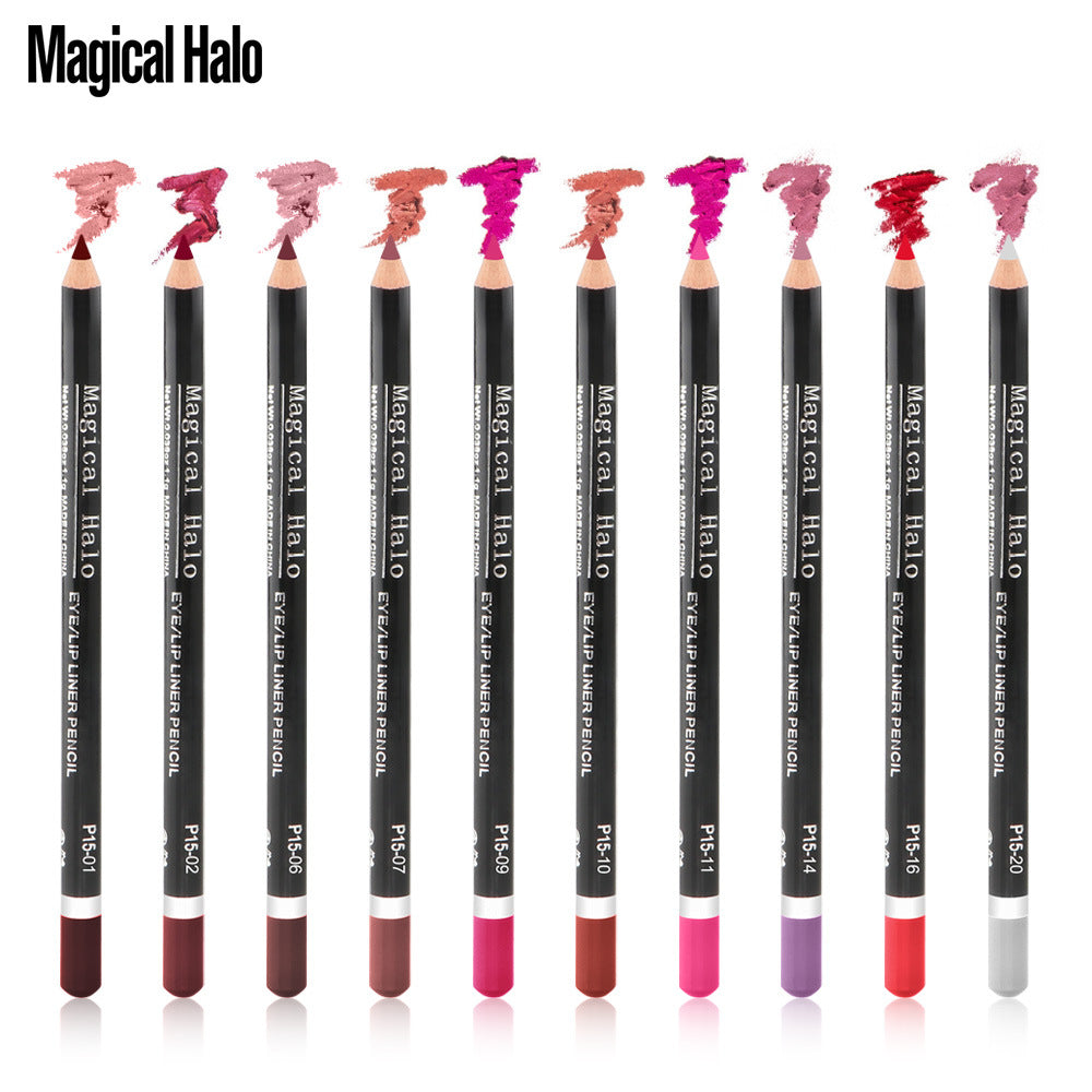 Magical Halo Easy To Color Lip Liner / Eyeliner 10 Colors Waterproof Lip Pencil That Lasts Makeup And Does Not Fade