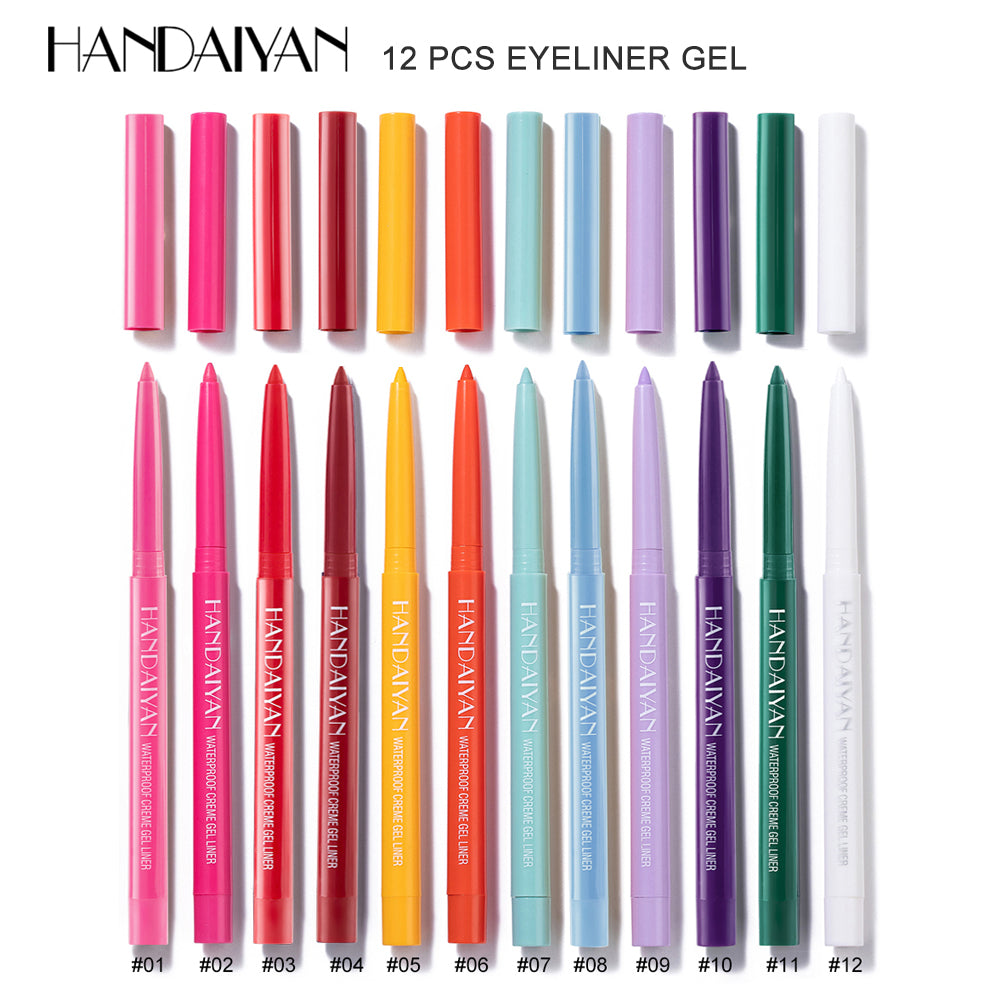 HANDAIYAN 12 Matte Colored Eyeliner Pens Quick Drying Gel Eyeliner Pens