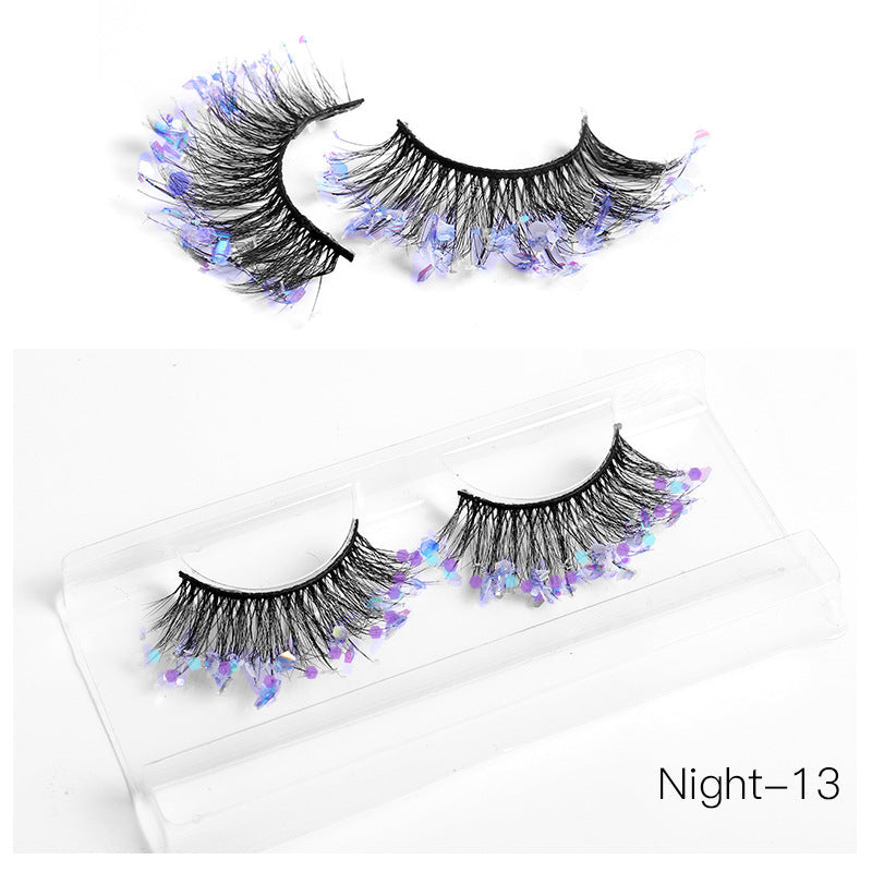 New Color Noctilucent Fried False Eyelashes Multi Layer Thick Cross Mink Like Eyelashes 8D FLUFFY