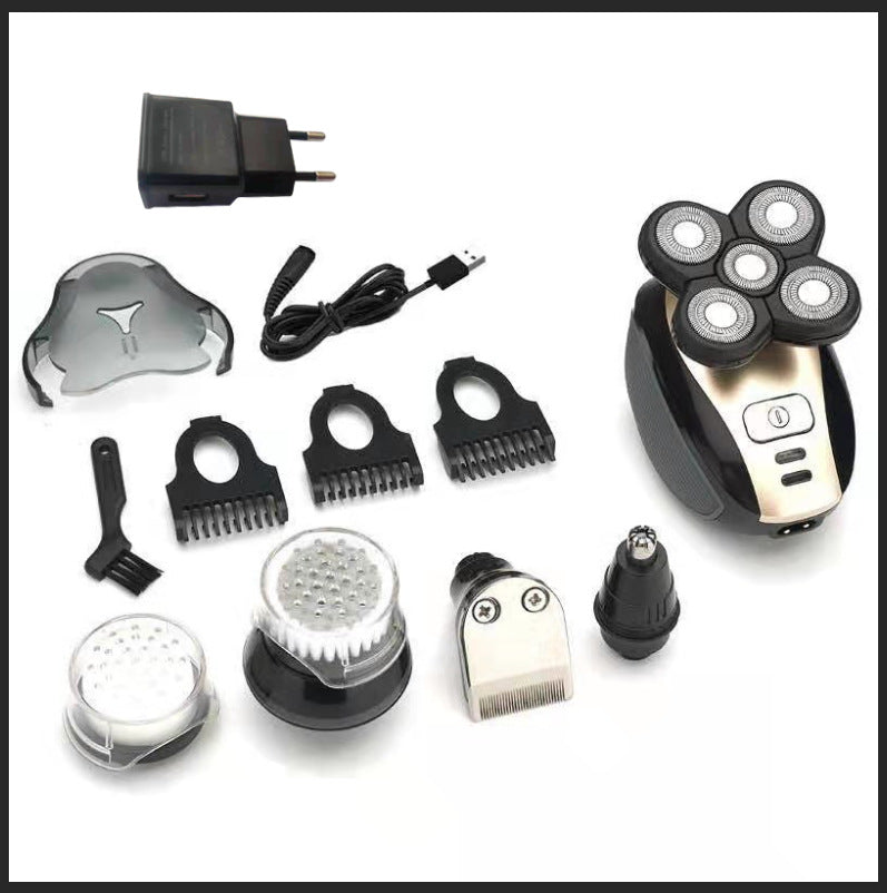 Multifunctional 5-Head Shaver Rechargeable Razor Water Washing Bald Head Machine Five-In-One Razor