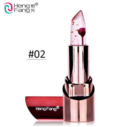 Gold Flower Lipstick 3 Fruit Flavors Temperature changed Lip Balm Moisturizer Lips 3.5g Makeup Brand HengFang #H9302
