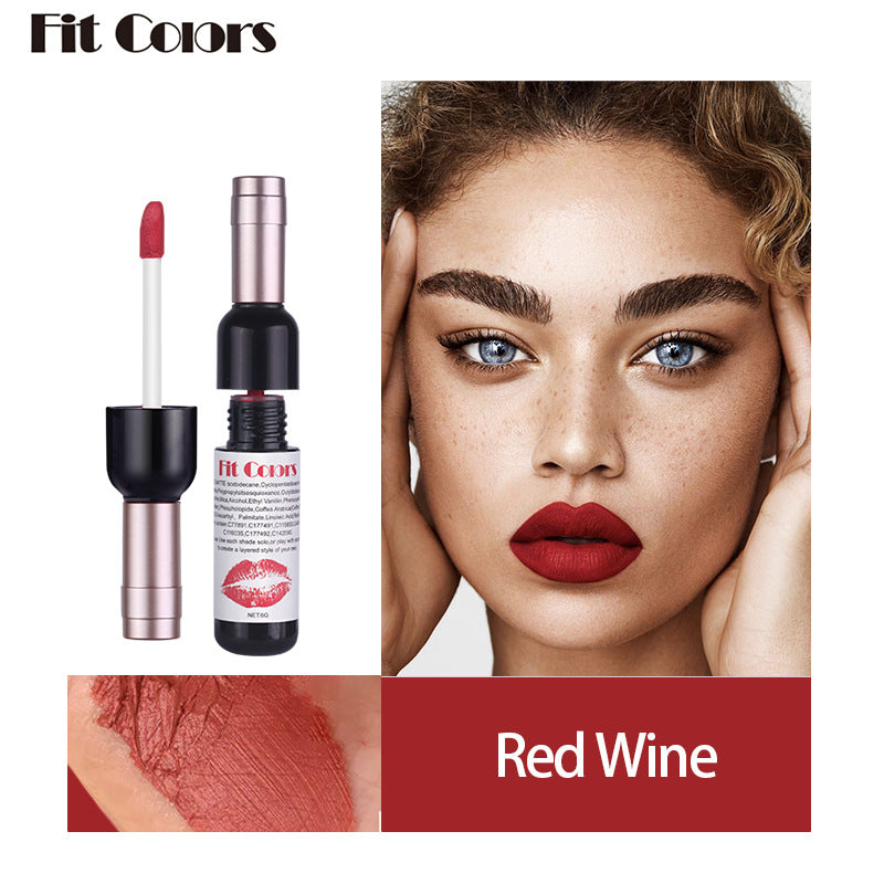 Fit Colors Red Wine Bottle Non-Stick Cup Matte Lip Gloss Matte Velvet Is Not Easy To Fade Lip Gloss Liquid Lipstick