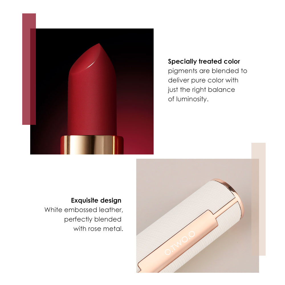 O.TWO.O Matte Lipstick Nude Brown Red Lips Makeup Velvet Silky Smooth Texture Long Lasting Waterproof Lip Stick 12 Colors