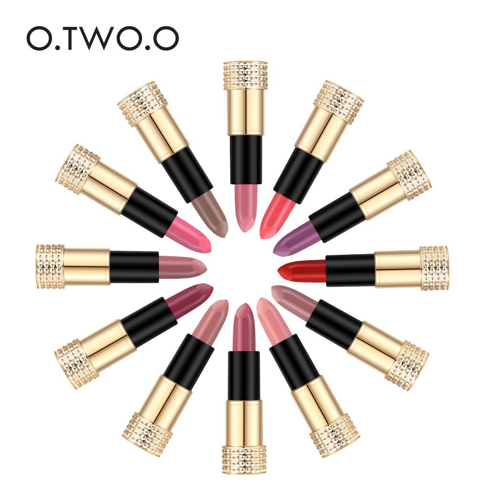 O.TWO.O 12 Colors Lipstick Matte Lipsticker Long-lasting Easy to Wear Waterproof Baby Lip Balm Nude