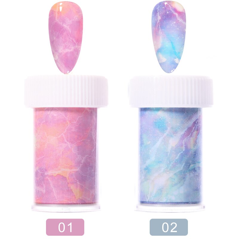 Pink Gold Sliver Nail Foils Sparkly Sky Glitter Marble Nail Art Transfer Stickers Slider Paper Nail Art Manicures Decoration