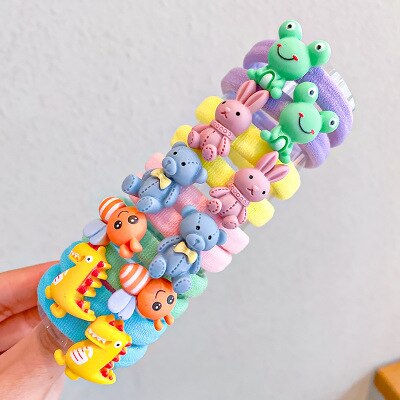 10PCS/Set Rainbow Cartoon Character Fruits Flower Nylon Elastic Hair Bands Women Girl Sweet Rubber Hair Tie Scrunchie Headwear