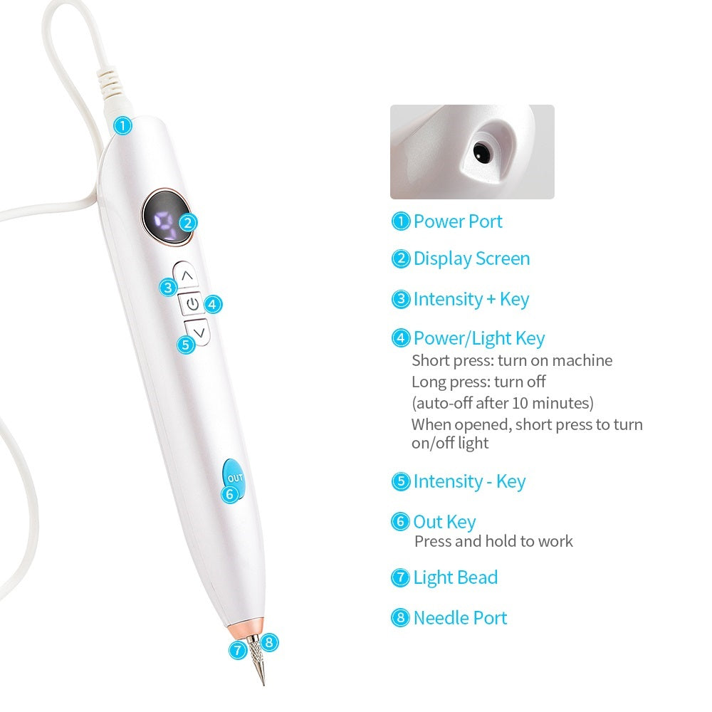 USB Rechargeable Mini Spot Removal Pen with LED Screen 9 Level Adjustable Hand-held Portable Beauty Pen