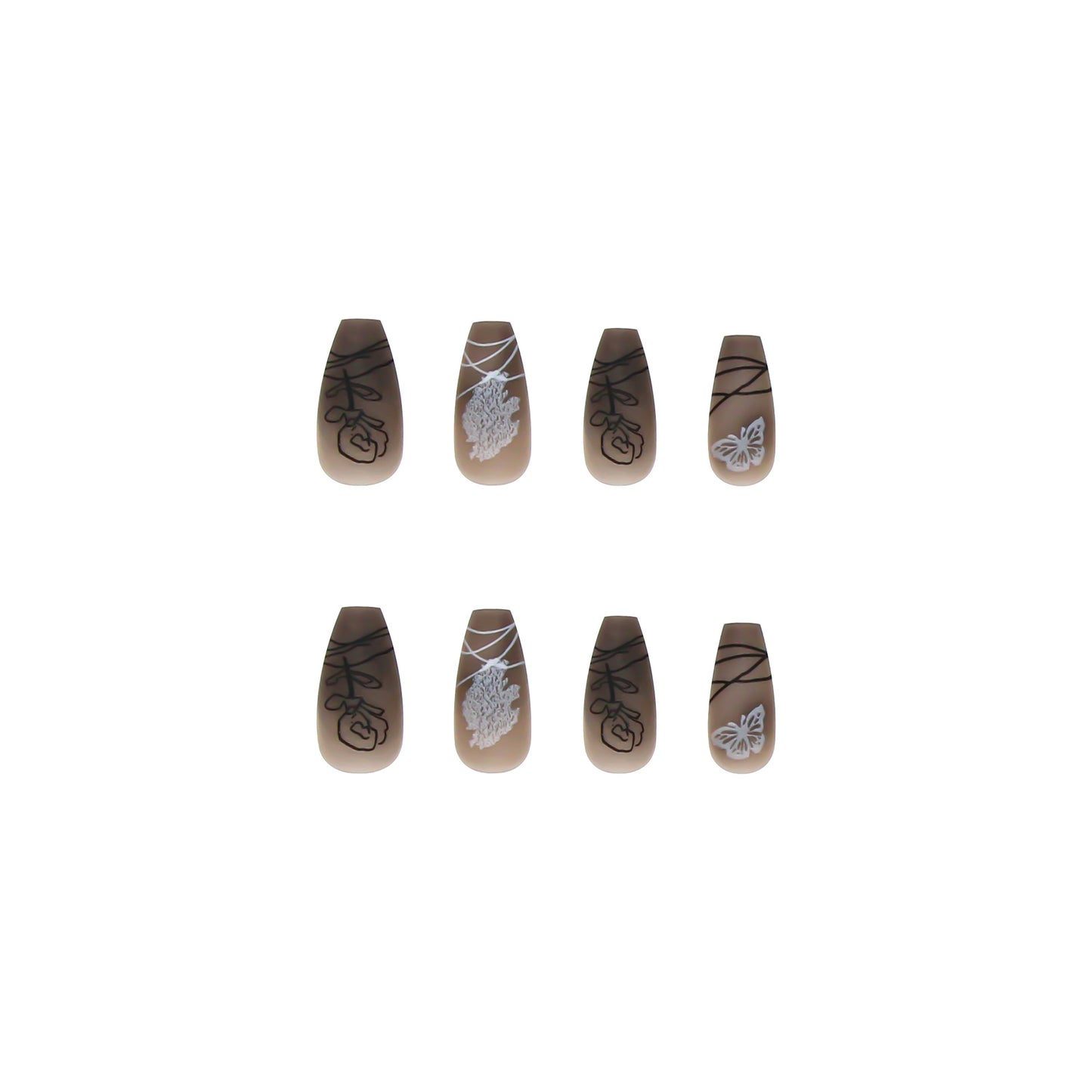 Dark Butterfly Long Ballet Nail Manicure Nail Pieces Personalized Wearing A Removable Nail