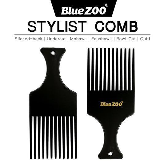 Thin Black Tough Blue ZOO Men's Retro Oil Head Big Back Mohawk Modeling Airplane Head Stylist Comb