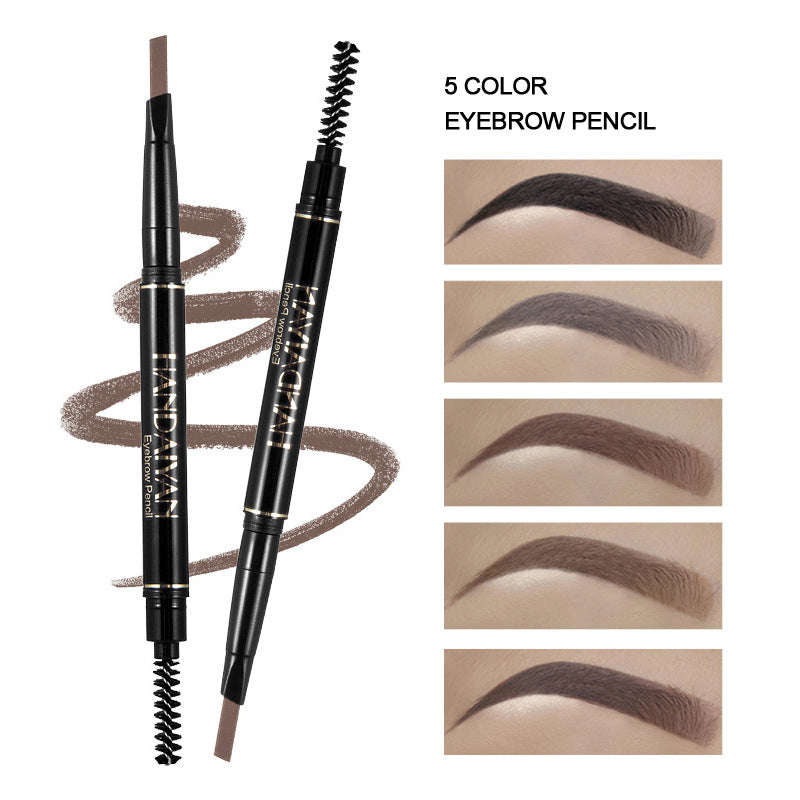 HANDAIYAN 5 Colors Automatic Rotating Eyebrow Pencil Double-ended Waterproof Triangle Eyebrow Pencil
