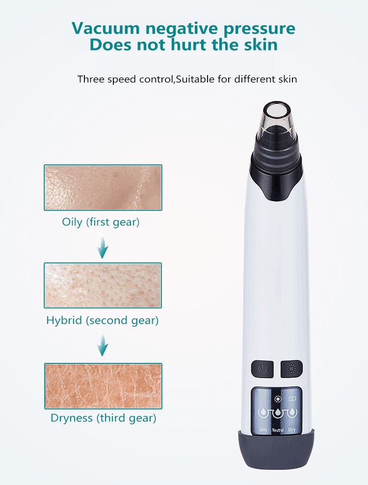 Upgraded Vacuum Absorption Blackhead Remover Pore Facial Cleaner Devices 3 Levels Adjustable Electric Acne Comedone Extractor