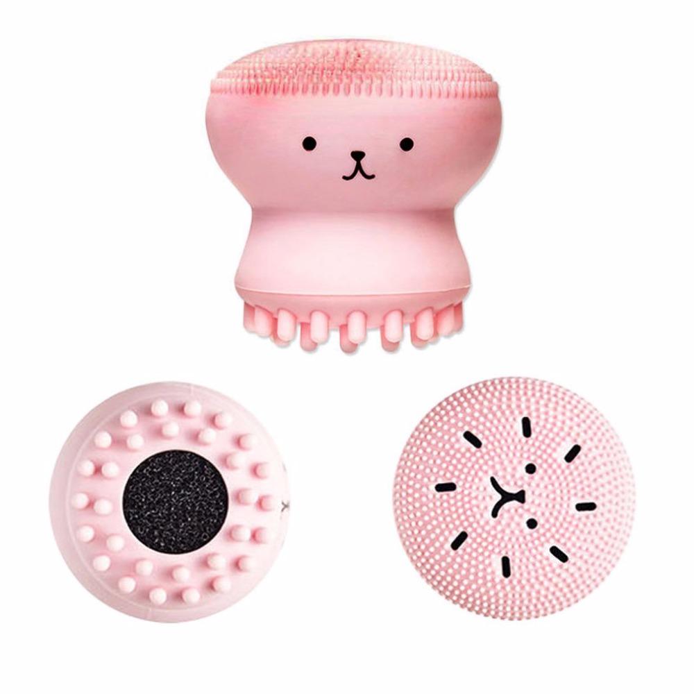 Small Octopus Shape Silicone Facial Cleaning Brush Deep Pore Cleaning Exfoliator