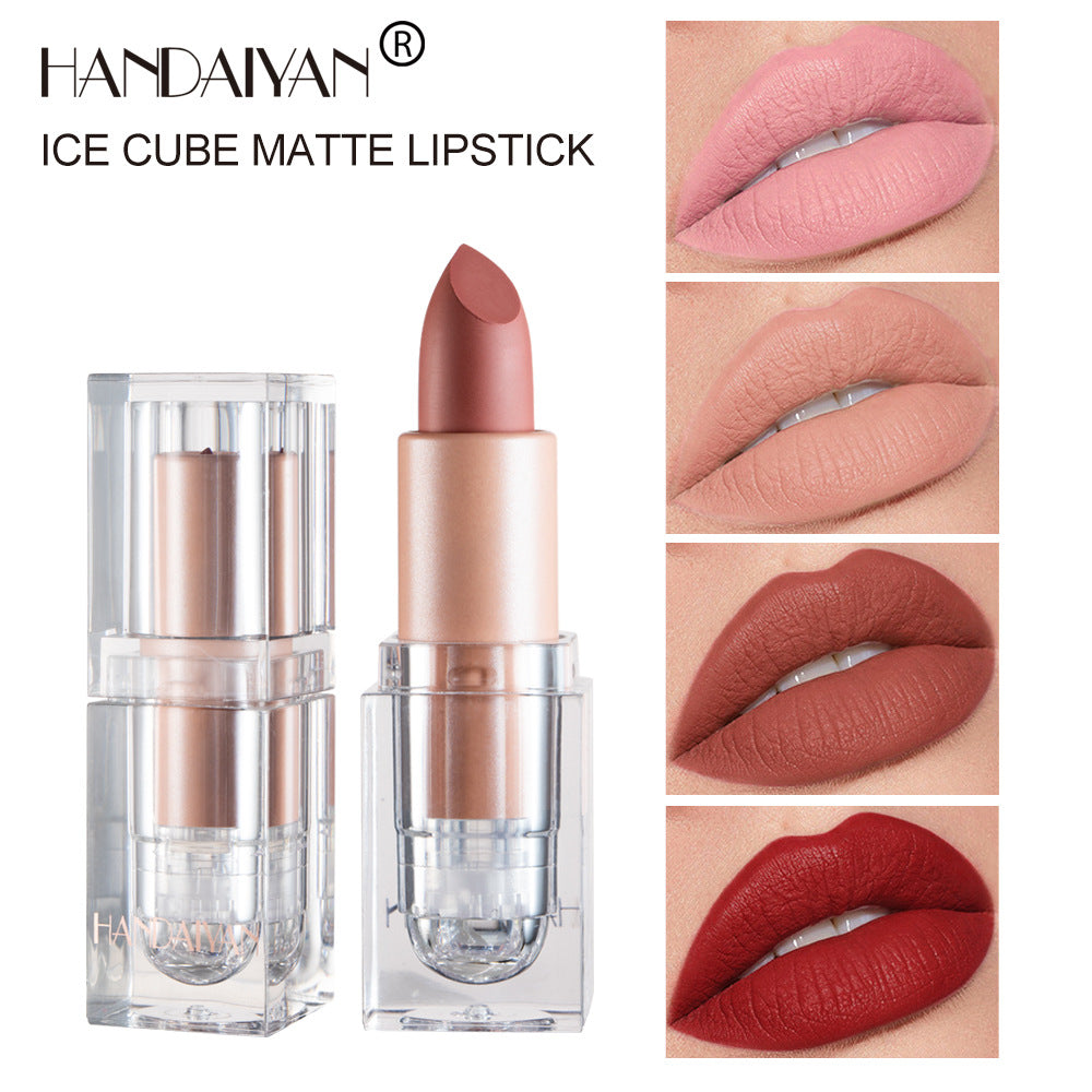 HANDAIYAN Little Ice Cube Matte Lipstick 12 Color Lipstick Lipstick Is Not Easy To Decolor Nude Color Bean Paste Color Powder Lipstick