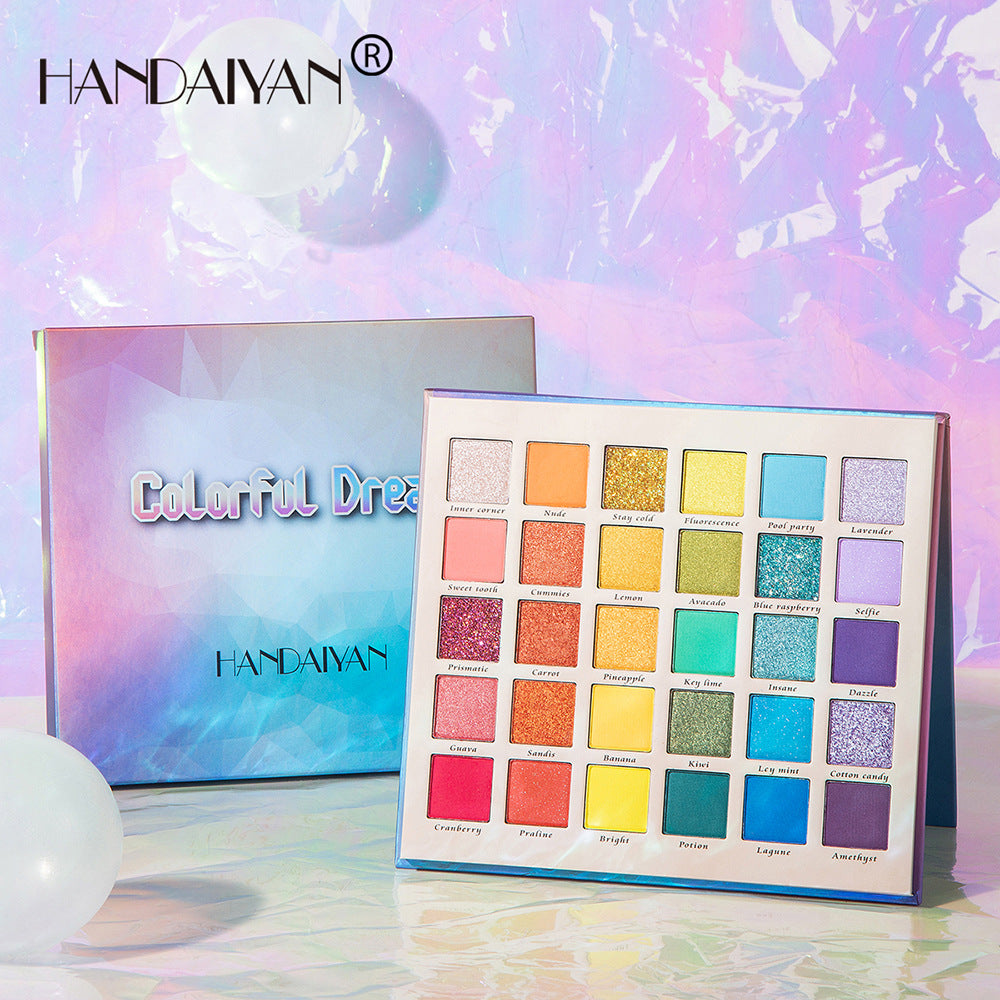 HANDAIYAN New 30 Color Pearlescent Matte Glitter Eyeshadow Palette Cross-border Makeup Fantasy Rainbow Palette