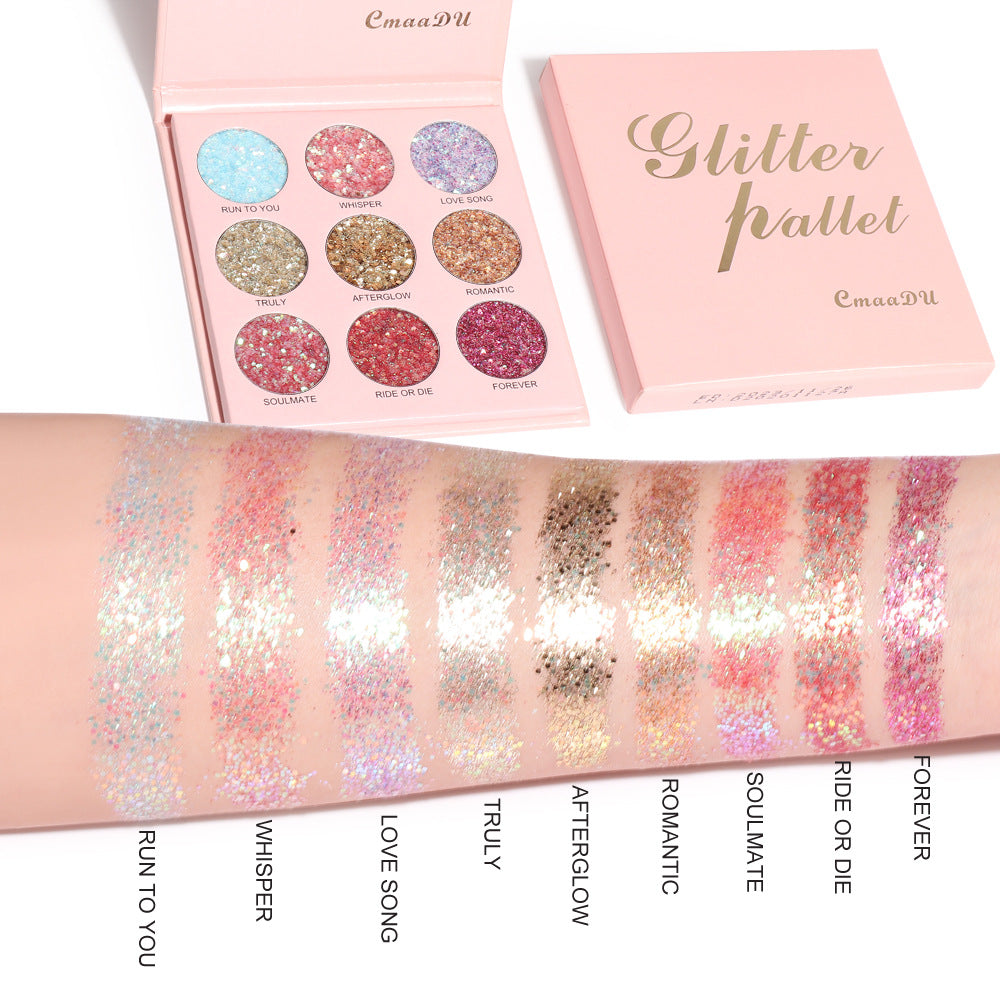 CmaaDu 9 Shades of Glitter Eyeshadow Makeup Matte and Metallic Glitter Glitter Powder