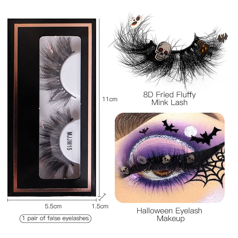 Halloween False Eyelashes Europe And America Multi-Layer Thick Messy Mink Hair Nail And Eyelash Set