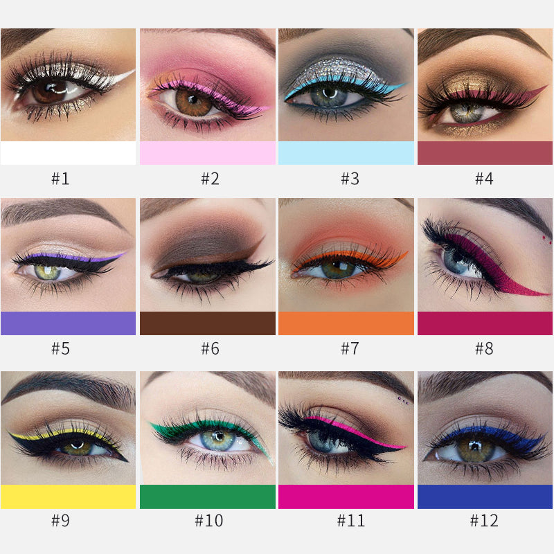 Makeup Color Eyeliner Matte Quick-Drying Liquid Eyeliner No Smudging MSDS Certified 12Pcs