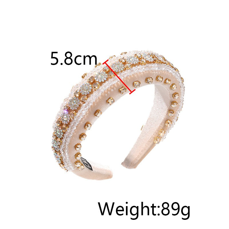 Retro Baroque colored glass drill sponge hair hoop