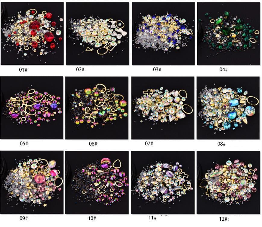 1 Box Mixed Kleurrijke Steentjes Voor Nagels 3D Crystal Stones Voor Nail Art Decoraties Diy Ontwerp Manicure Diamanten