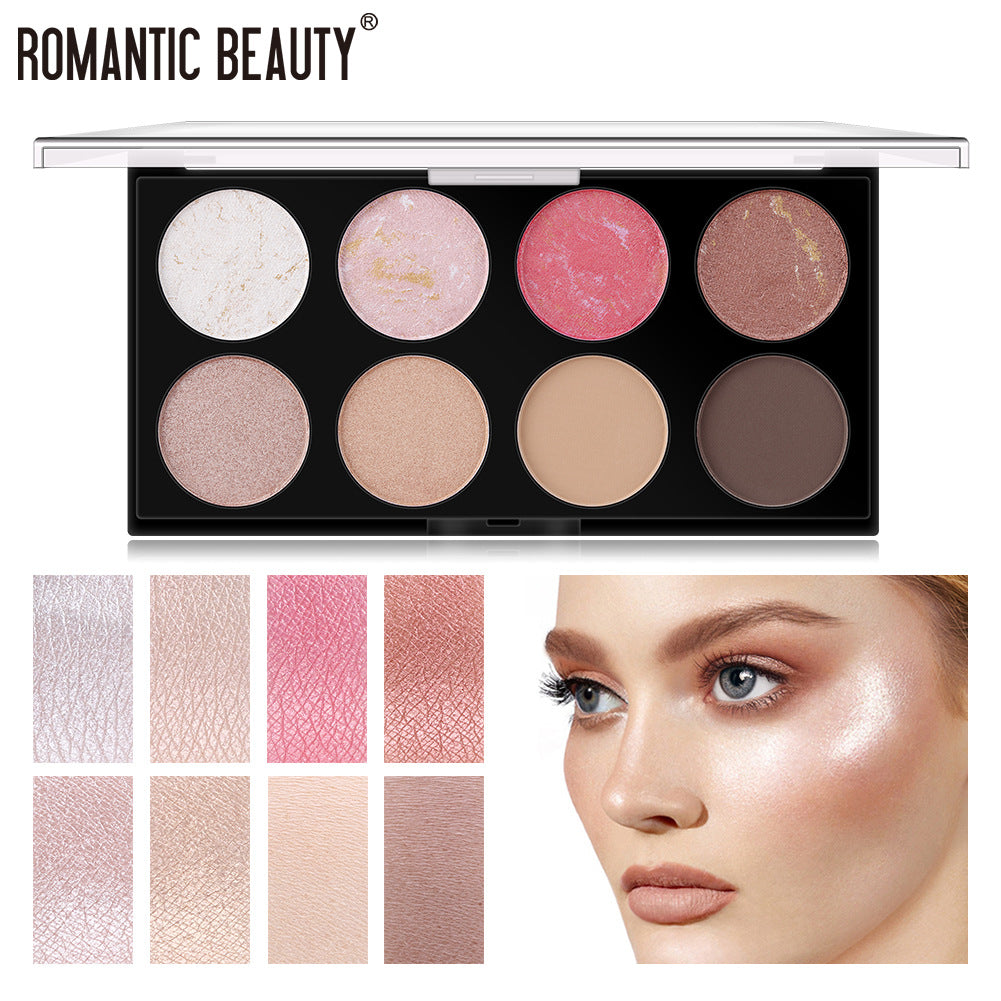 Romantic Beauty 8-Color Multi-Purpose Finishing Powder Long-Lasting Finishing Face Nose Pearl Matte Highlighting Powder