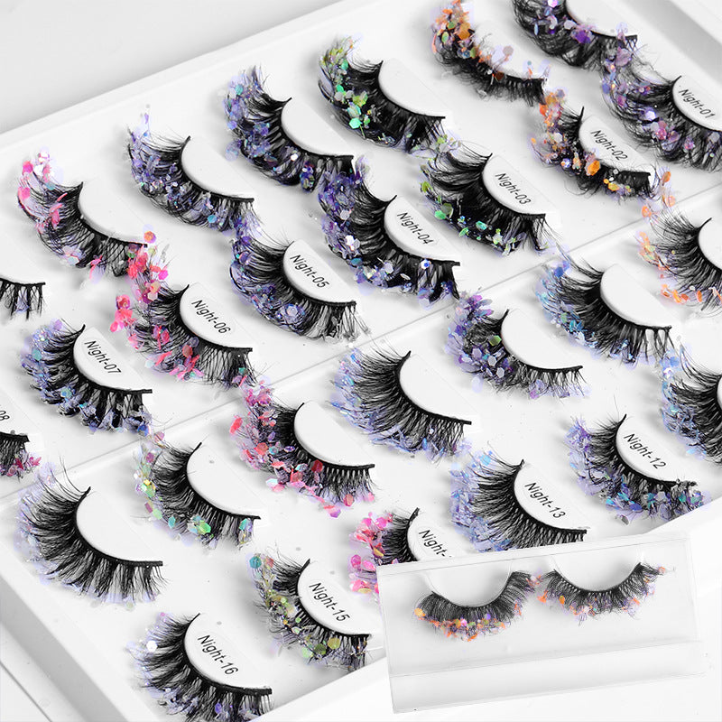 New Color Noctilucent Fried False Eyelashes Multi Layer Thick Cross Mink Like Eyelashes 8D FLUFFY