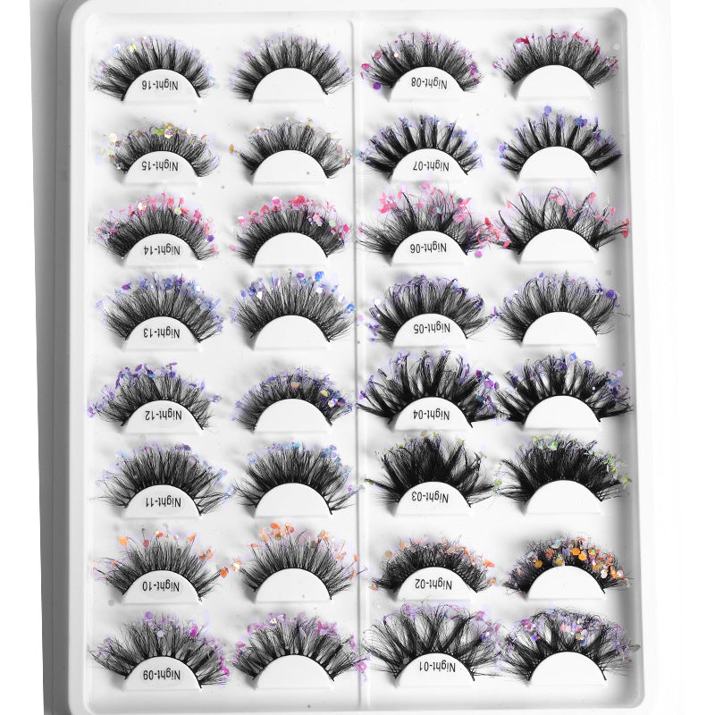 New Color Noctilucent Fried False Eyelashes Multi Layer Thick Cross Mink Like Eyelashes 8D FLUFFY