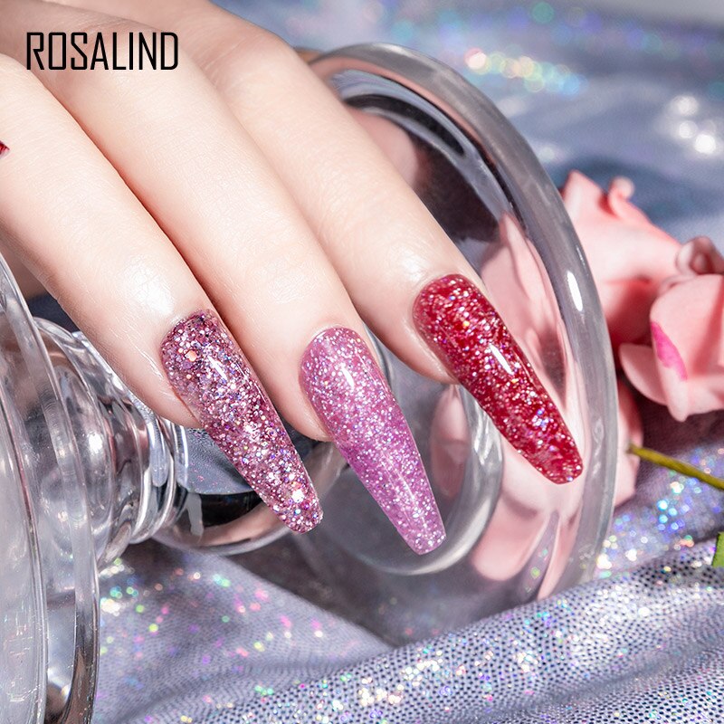 ROSALIND Glitter Poly Nail Gel Extension 15ml Gel Polish All For Manicure Poly Builder Gel Semi Permanent Soak Off Nail Art