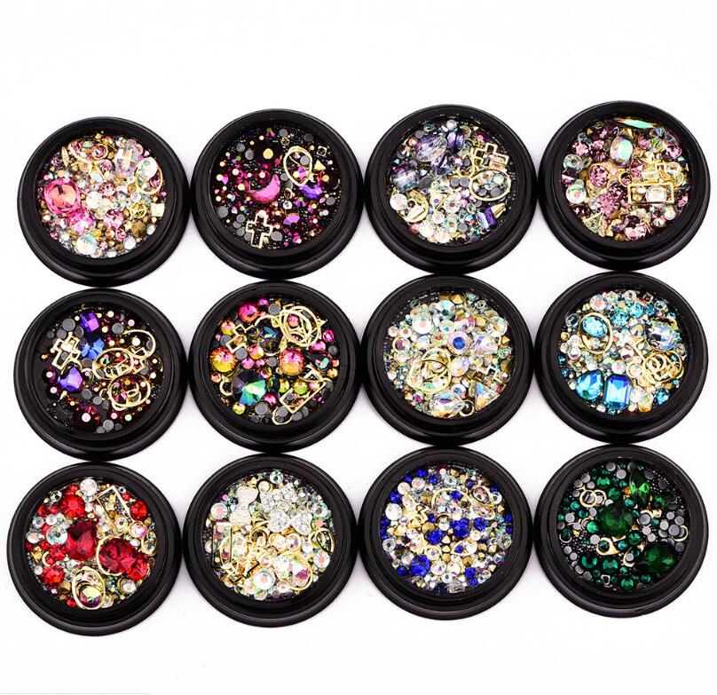 1 Box Mixed Kleurrijke Steentjes Voor Nagels 3D Crystal Stones Voor Nail Art Decoraties Diy Ontwerp Manicure Diamanten
