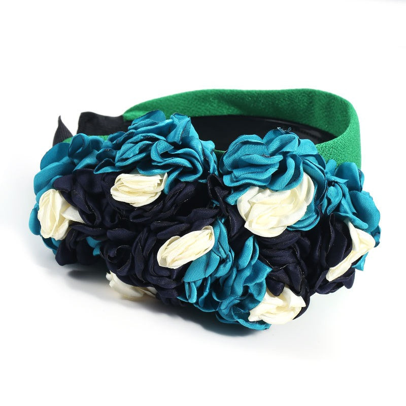 Fashionable design side three-dimensional flower handmade fabric headband headband