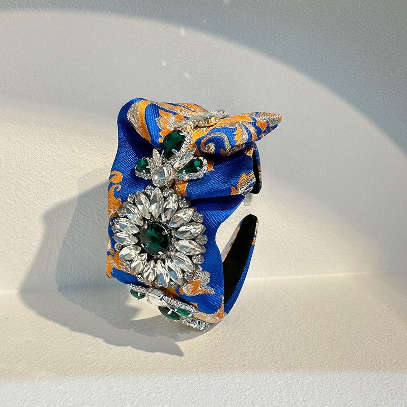 Handmade heavy industry fabric with diamond inlaid hair bands for women