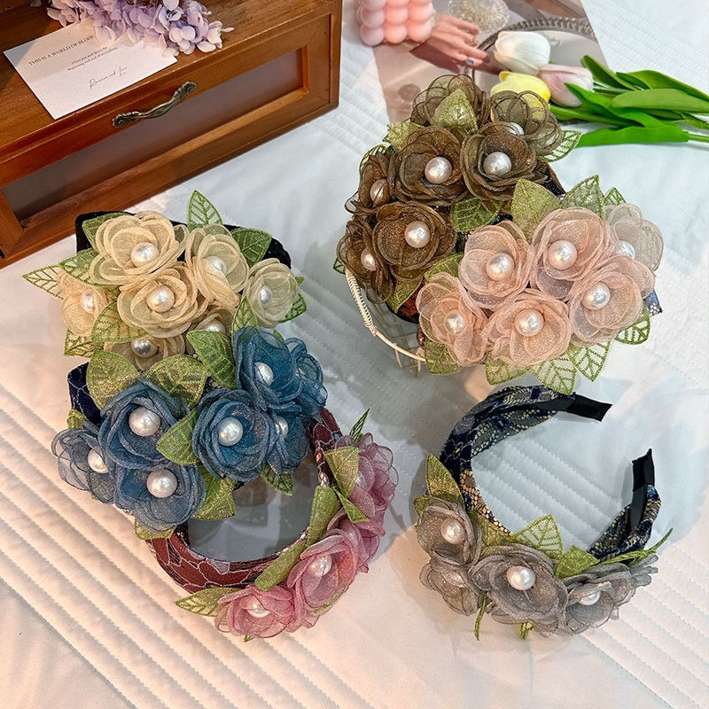 Fashionable handmade fabric exaggerated flower headwear