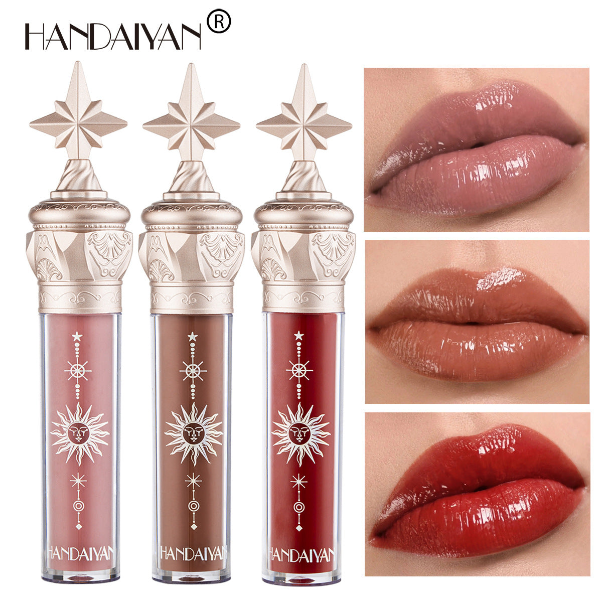 HANDAIYAN Small Star Stick Lip Gloss Lipstick Water Light Film Mirror Lip Glaze Glass Lip Gloss Moisturizing Lasting Not Easy To Fade