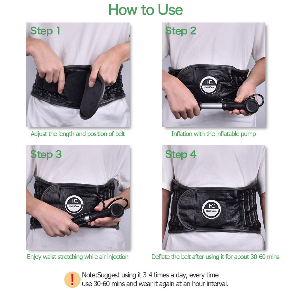 HailiCare Inflatable Traction Belt Lumbar Hot Moxibustion Massage Lumbar Disc Magnetic Therapy Belt