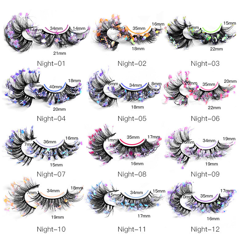 New Color Noctilucent Fried False Eyelashes Multi Layer Thick Cross Mink Like Eyelashes 8D FLUFFY