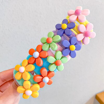 10PCS/Set Rainbow Cartoon Character Fruits Flower Nylon Elastic Hair Bands Women Girl Sweet Rubber Hair Tie Scrunchie Headwear