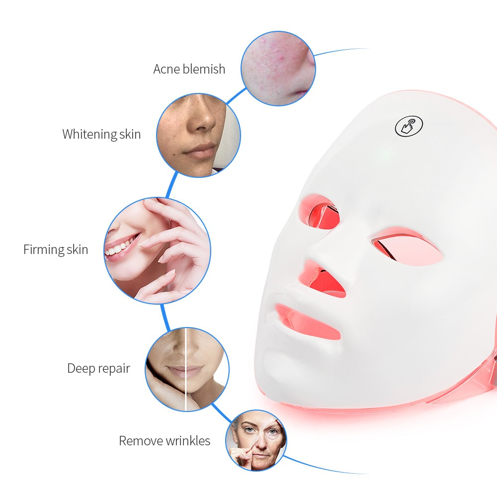 USB Rechargeable Manual Touch Test LED Mask Colorful Photon Skin Rejuvenation Beauty  Facial Mask