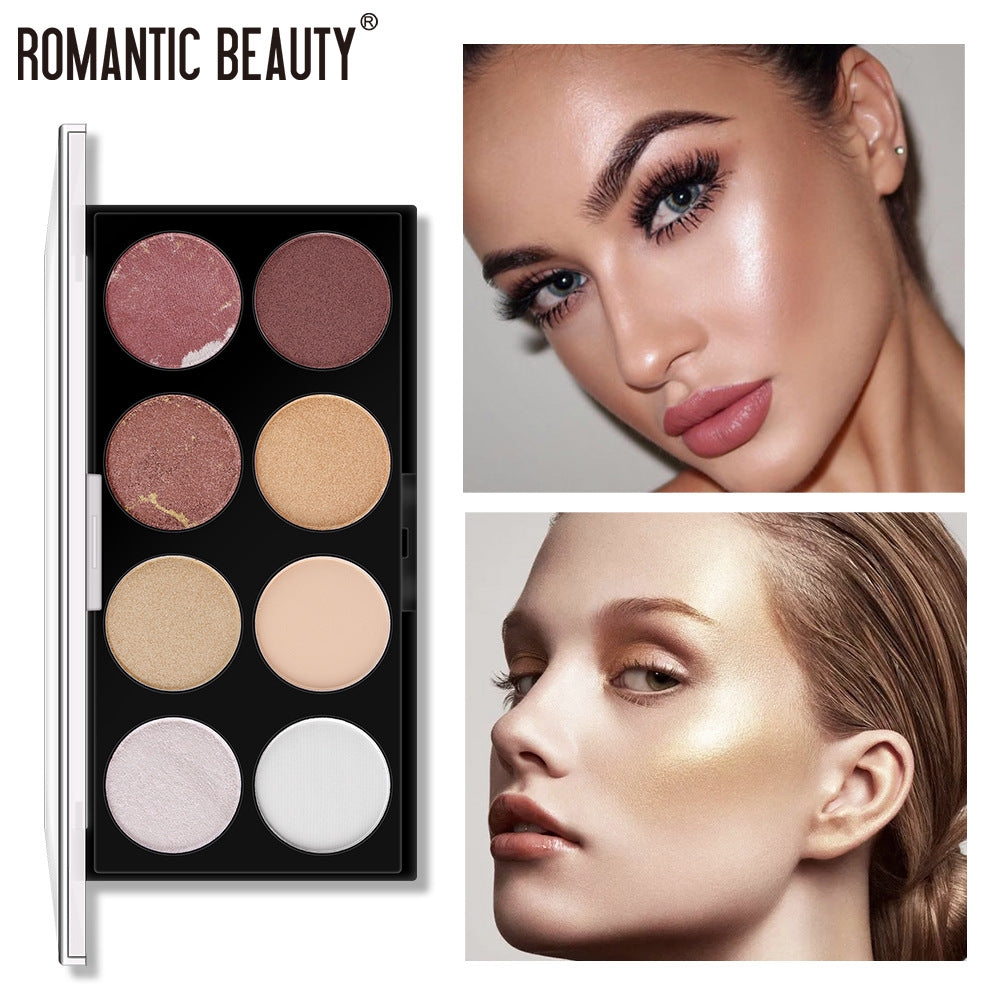 Romantic Beauty 8-Color Multi-Purpose Finishing Powder Long-Lasting Finishing Face Nose Pearl Matte Highlighting Powder