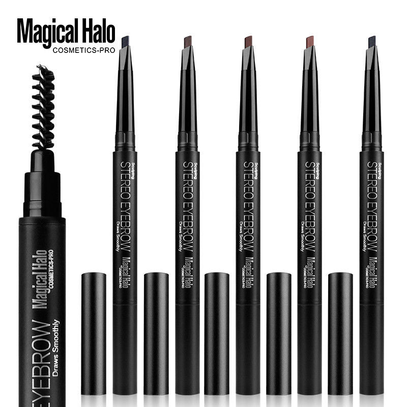 Magical Halo Automatic Eyebrow Pencil With Brush Eyebrow Enhancer Double-end Rotatable Long Lasting Eye Brow Pen Makeup Tools