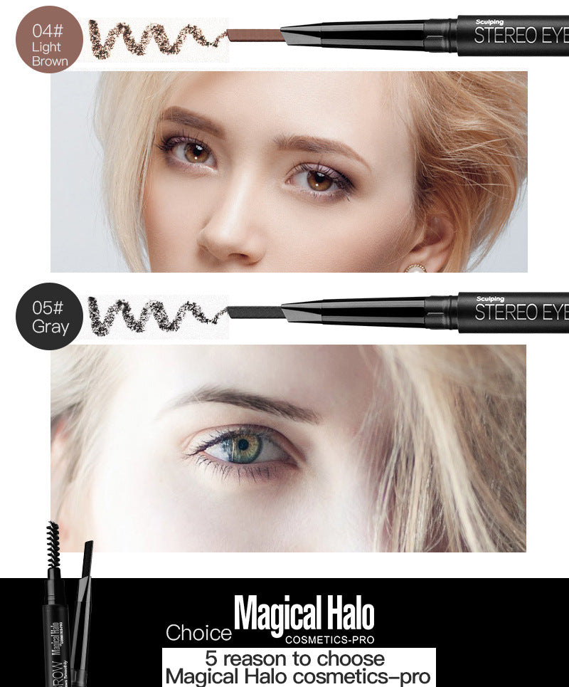 Makeup 5 Color Automatic Eyebrow Pencil Double Head Rotating Waterproof Makeup-Free Free-Shaving Eyebrow Pencil