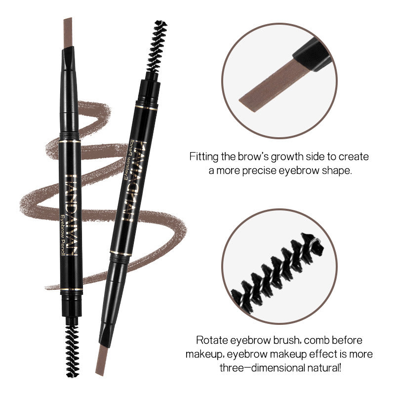 HANDAIYAN 5 Colors Automatic Rotating Eyebrow Pencil Double-ended Waterproof Triangle Eyebrow Pencil