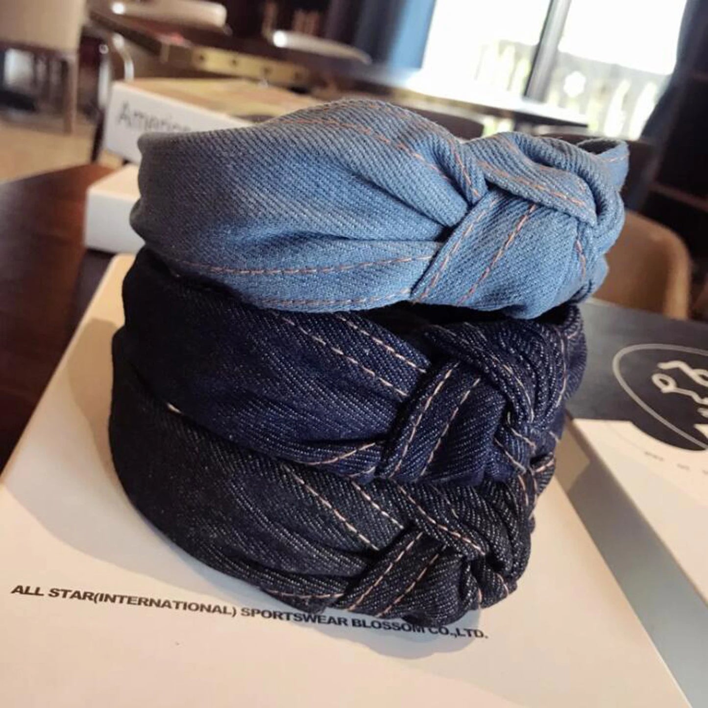 New Fashion Denim Hairband Wide Side Headband Center Knot Headwear Soft Turban Hair Accessories