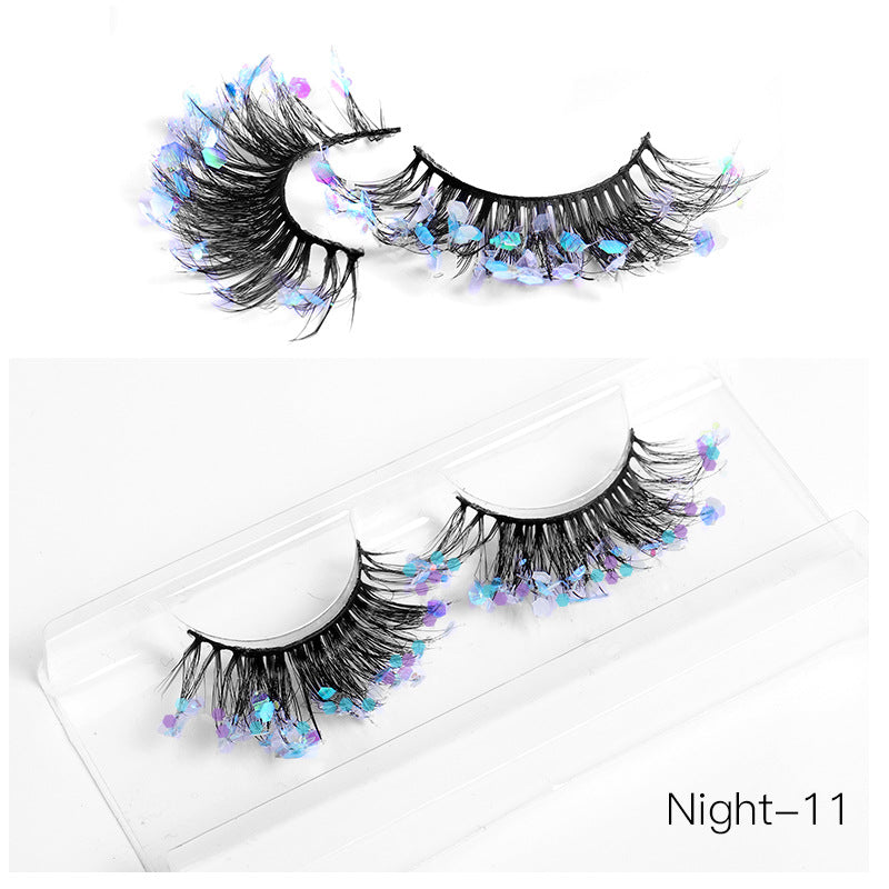 New Color Noctilucent Fried False Eyelashes Multi Layer Thick Cross Mink Like Eyelashes 8D FLUFFY