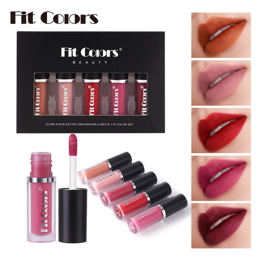 Fit Colors 5 Color Matte Non-Stick Cup Lip Gloss Set Matte Big Brand Color Variety Lipstick