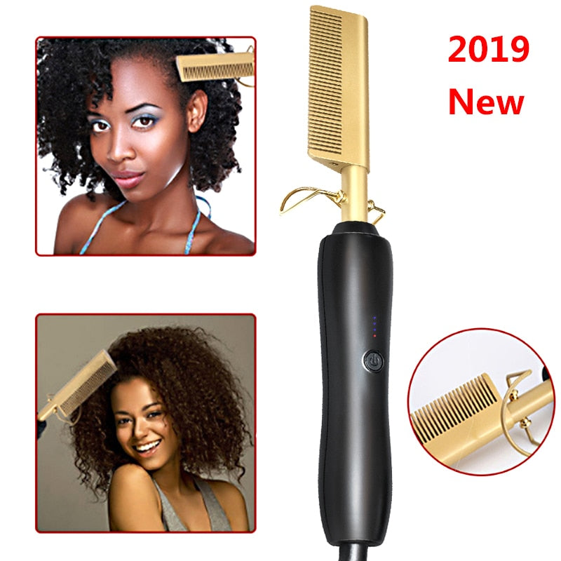 Comb Wet and Dry Hair Use Hair Curling Iron Straightener Comb Electric Environmentally Friendly Titanium Alloy Hair Curler