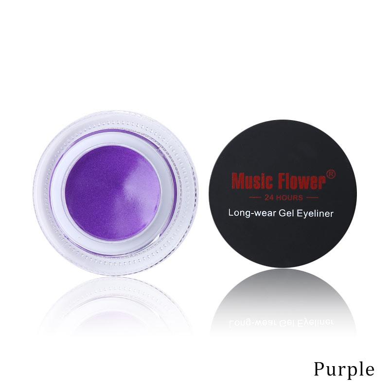 Music Flower Brand Black Waterproof Eyeliner Gel Makeup Cosmetic Gel Eye Liner With Brush 24 Hours Long-lasting