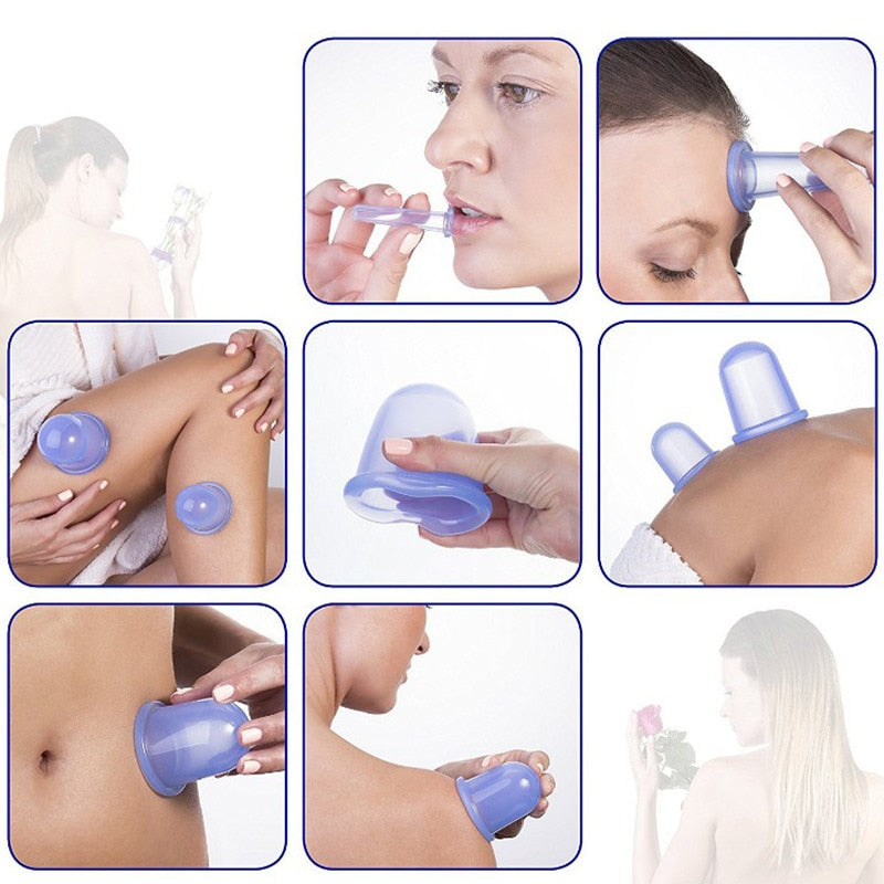 Vacuum Body Massage Helper Anti Cellulite Silicone Cupping Cups Family Health Care Massage Face Neck Medical Pump Suction