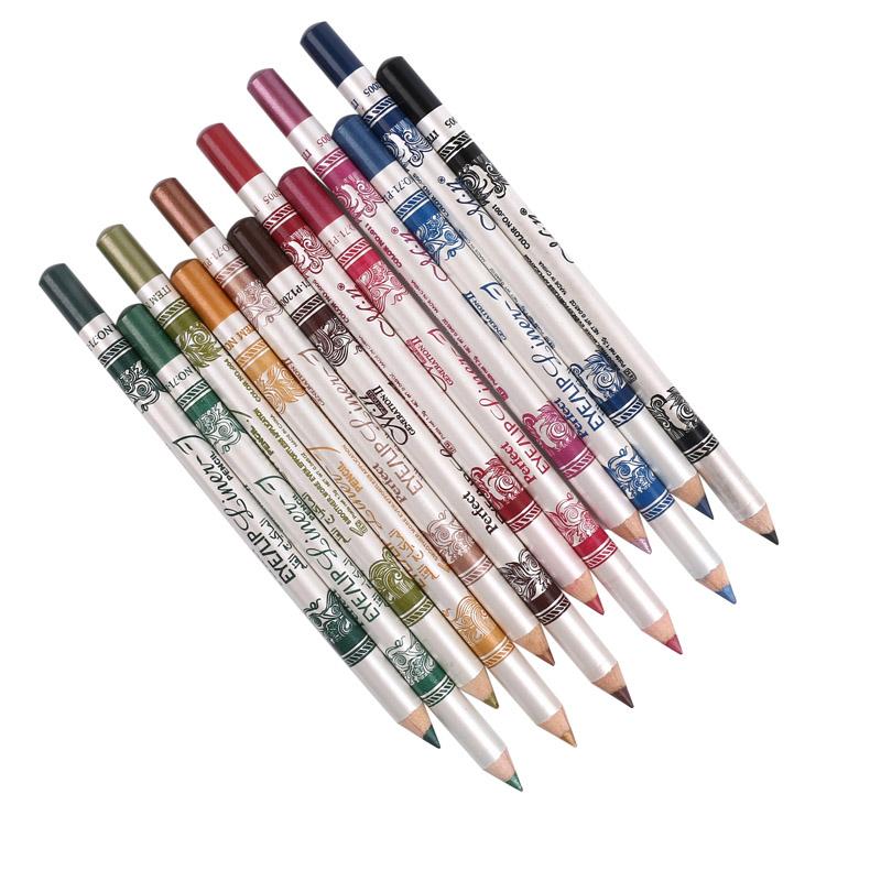 MENOW Brand 12PCS of 2 in 1 Hot Sale Eye Liner Lip Pencil Long-lasting Waterproof 12 Color Set Makeup P12005